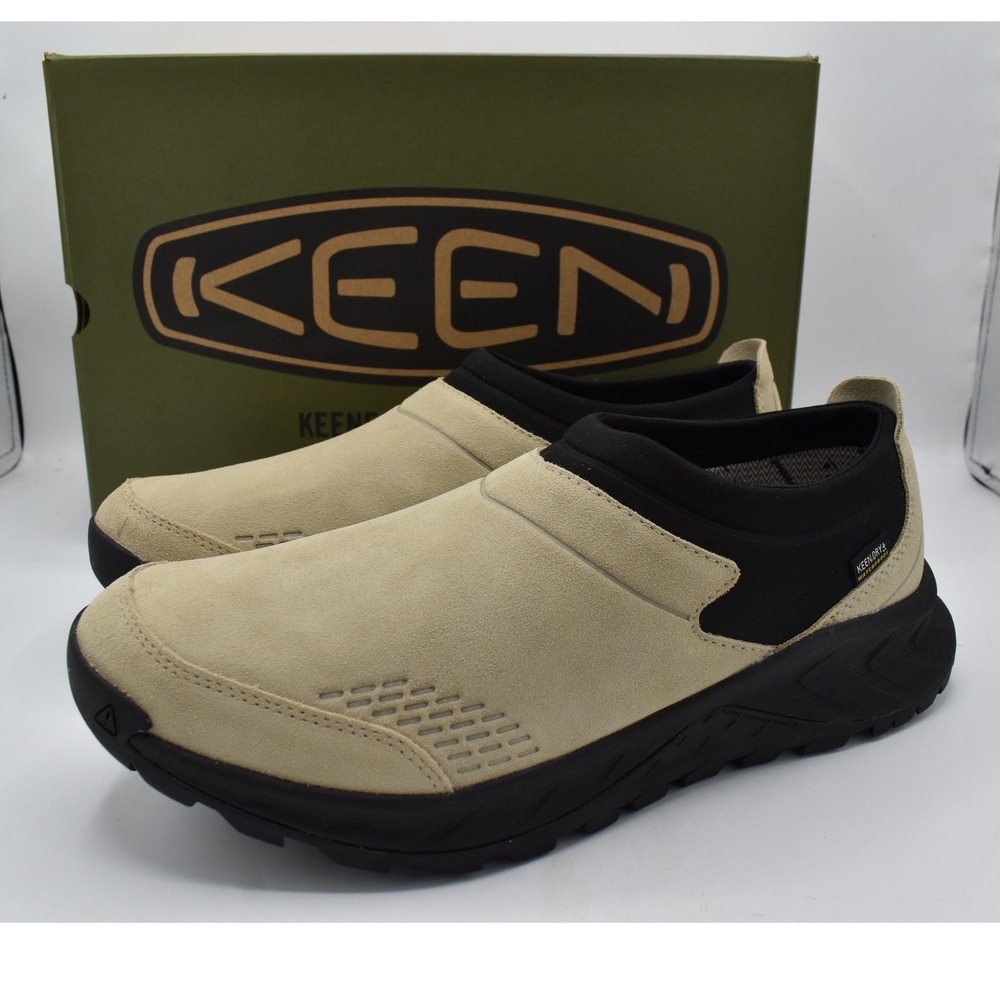 Keen Men Size 9.5 TTS Moc Suede Safari Black Waterproof Slip On Shoes